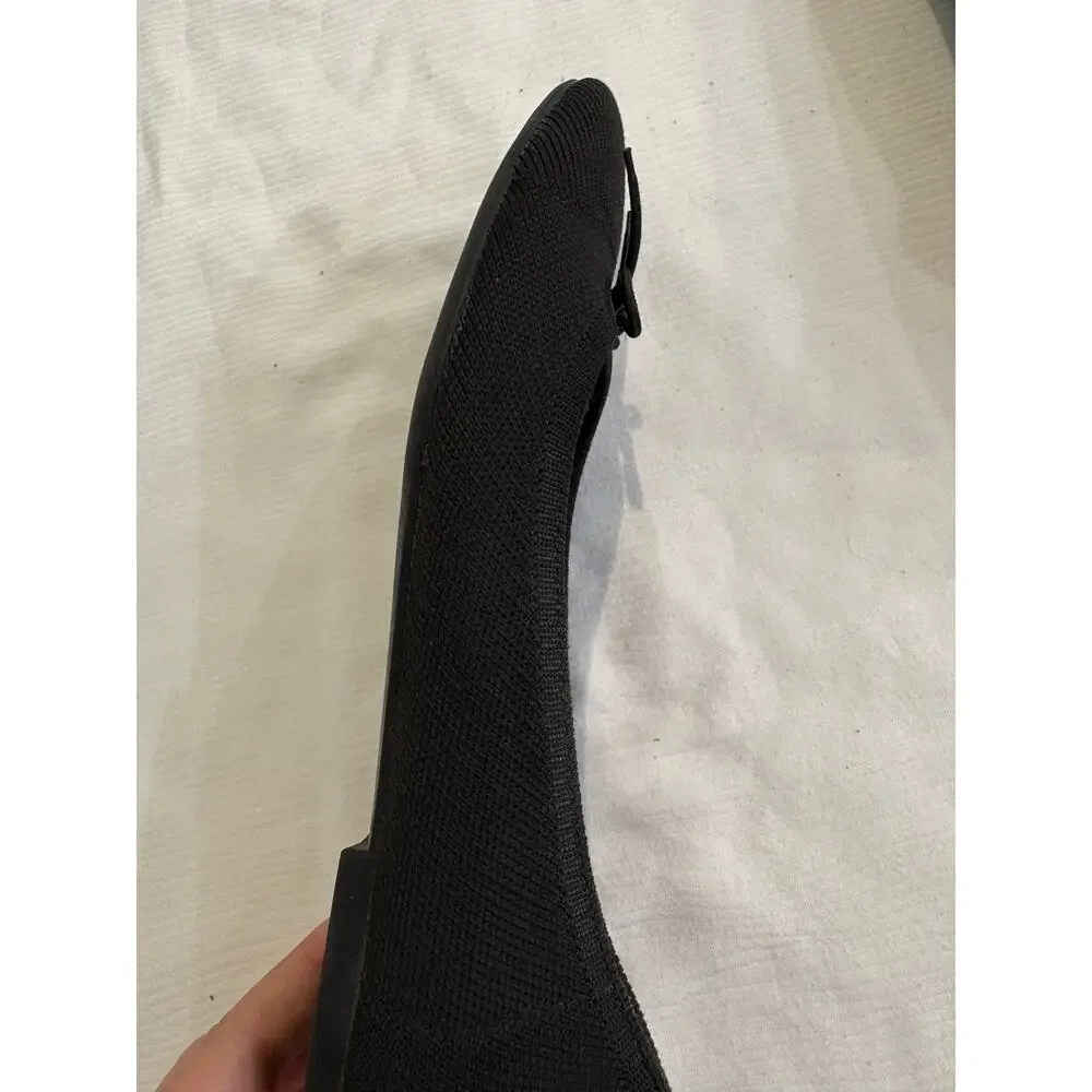 Vionic Klara Knit Black Ballerina Skimmer Flats Bow Women's 6 Comfort Orthotic